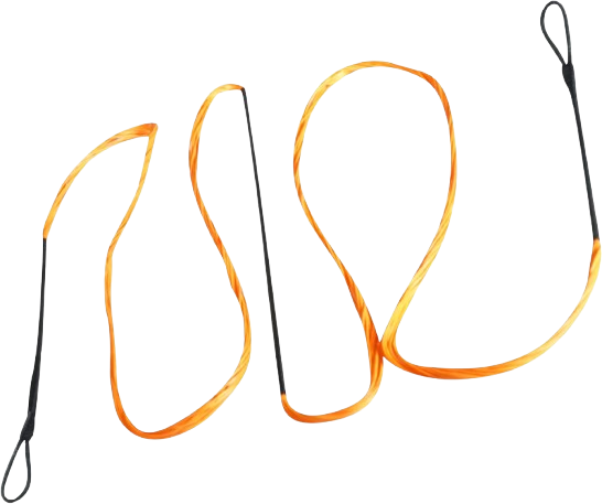 Close-up image of replacement traditional bow strings, showcasing their intricate weave and texture. The strings are displayed in various colors and are coiled neatly, emphasizing their durability and craftsmanship for archery enthusiasts